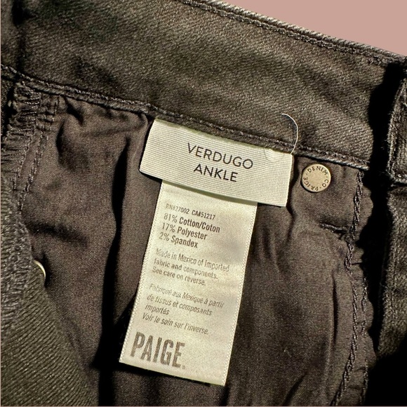 NWOT PAIGE Denim ‘Verdugo Ankle Length Jeans’ in “Black Crow” Size 25 - Picture 5 of 14